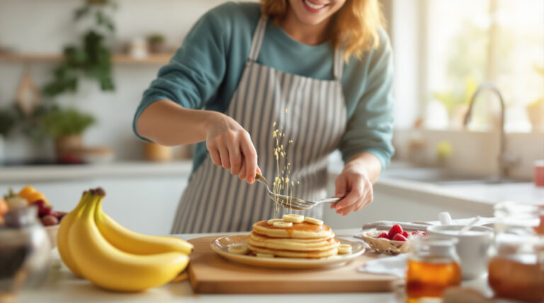 מאז שהשתמשתי רק ב-2 בננות לפנקייקים שלי, ארוחות הבוקר שלי הפכו לתענוג רך ומהיר להכנה