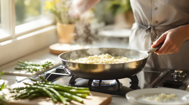 מאז שהורדתי את הריזוטו מהאש לפני הסוף, גיליתי קרמיות מדהימה ב-30 דקות, תענוג אמיתי לאביב.