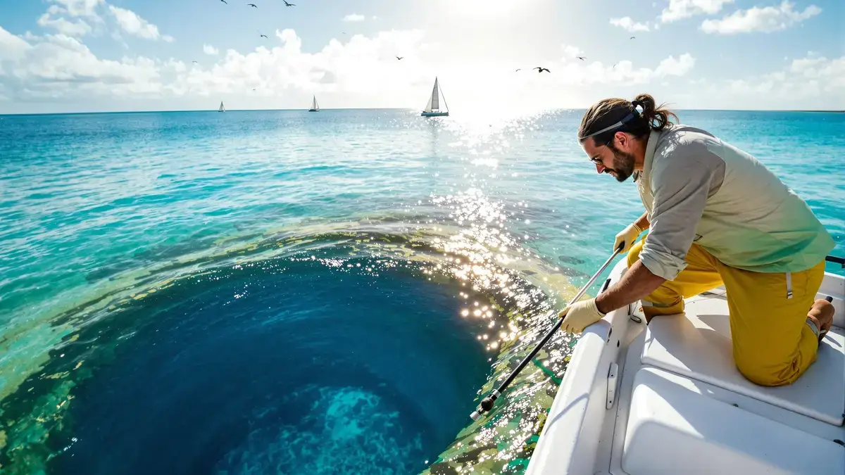 החור הכחול הגדול של בליז סוד מטריד מתחת למים טורקיז שבדרך כלל נשכחים