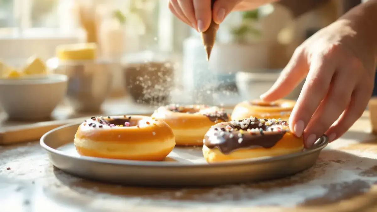 דונאטס וניל אפויים רכים ומהירים עם ציפוי שוקולד מפתה