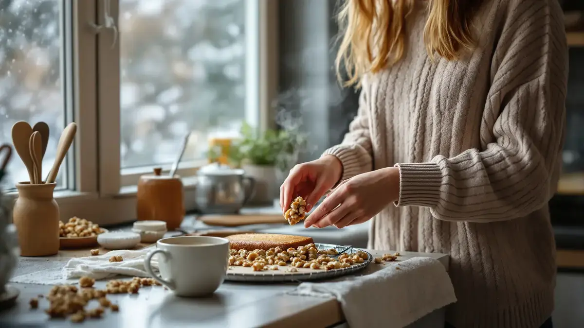 עוגת אגוזים רכה וארומטית שניתן להכין עם מרכיבים שיש בכל מטבח