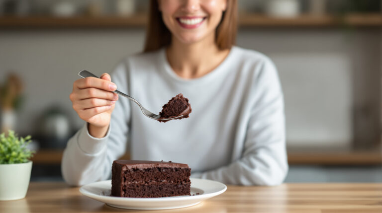ניסיתי עוגת שוקולד רכה ללא סוכר וגיליתי שהיא טעימה להפליא ועדיין קלה לקו הגוף שלי