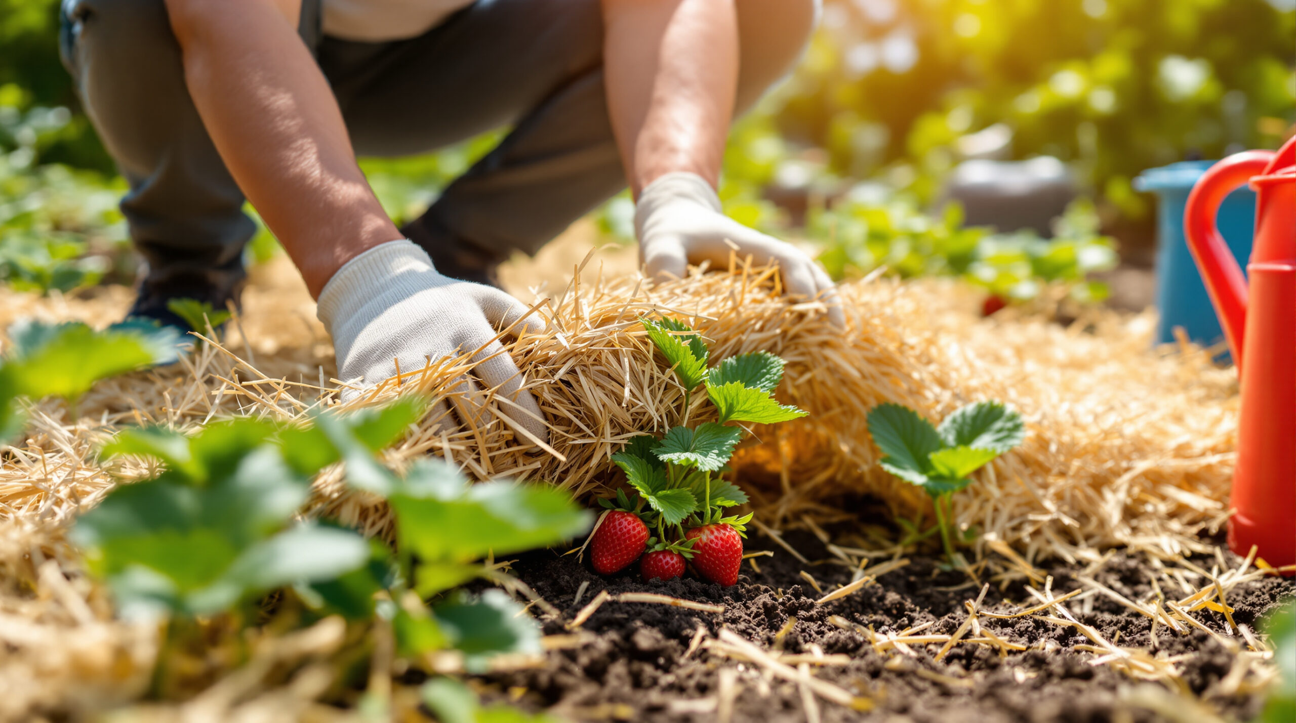 המעשה שהתעלמתי ממנו כששתלתי תותים חסך לי בוץ על הפירות וחסך לי זמן בהשקיה כל הקיץ