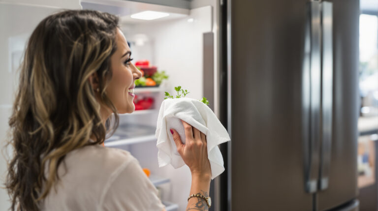 מגבת נייר ב-1 אירו במקרר שומרת על עשבי התיבול טריים 10 ימים ומונעת תסכול מהמגירה