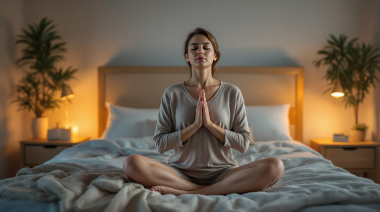 תרגול יוגה בן 5 דקות להרפיה לפני השינה – הדרך המושלמת להירדם בקלות בכל לילה