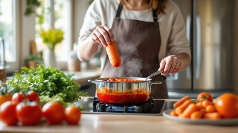 הירק שתמיד היה לי במקרר הציל את רוטב העגבניות החמוץ שלי, וזה היה הרבה יותר יעיל מסוכר!